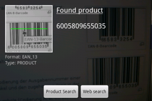 Screenshot: eingescannter Barcode aus der Wikipedia